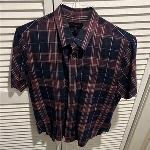 Vince Maroon and Navy Casual Button Down Shirt Classic Fit